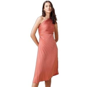 Banana Republic Factory NWT One Shoulder Pleated Midi Cocktail Dress Size 8